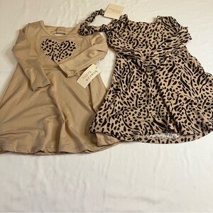Btween Baby Toddler Long Sleeve Dresses in Leopard Print Design
